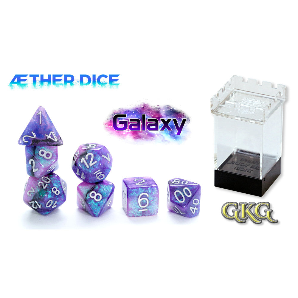 Gate Keeper Games Aether Dice Galaxy 7-Die Set - High-Impact Resin Dice