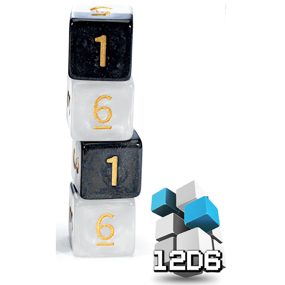 Gate Keeper Games and Dice: Halfsies Dice: Yin Yang -12d6 Black & White