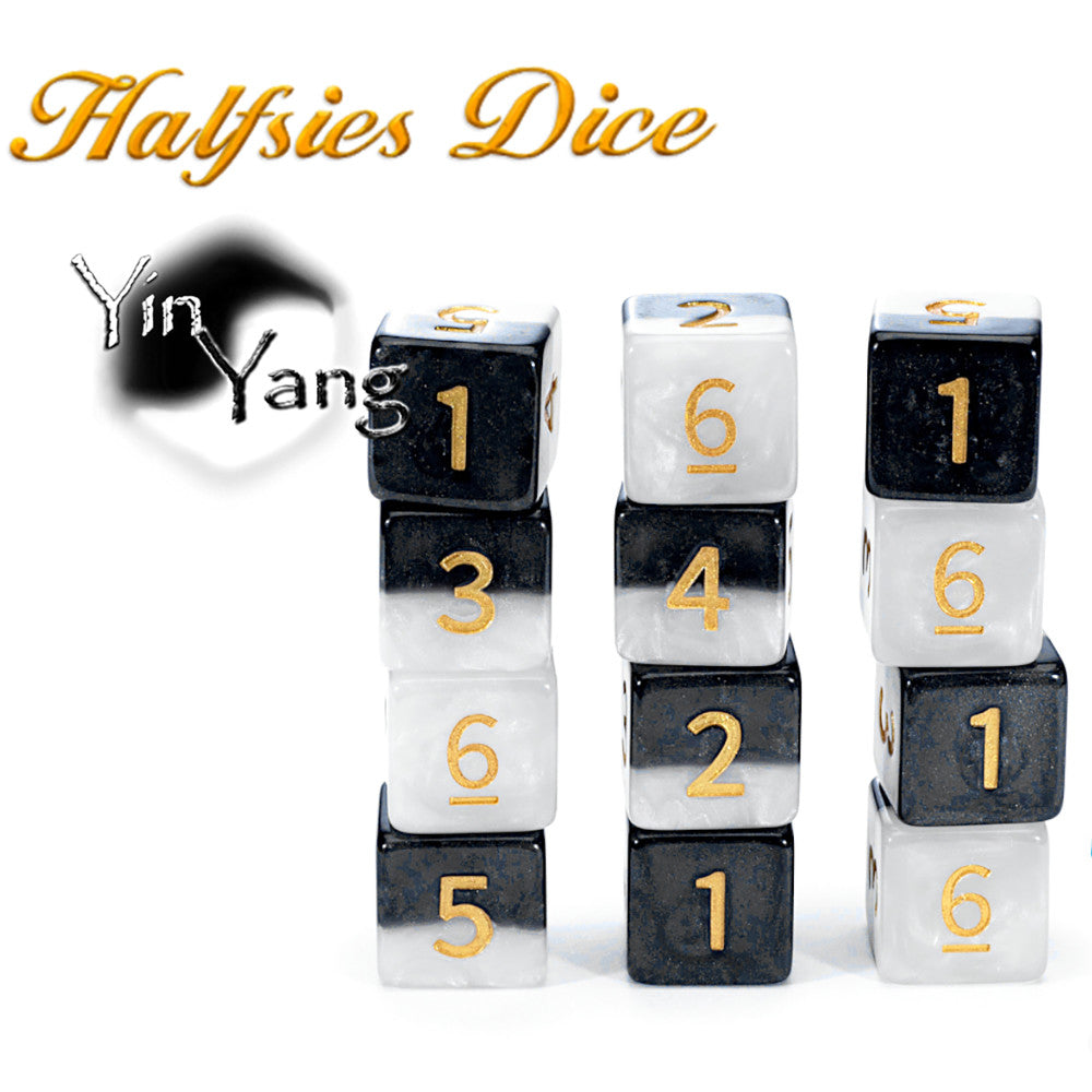 Gate Keeper Games and Dice: Halfsies Dice: Yin Yang -12d6 Black & White