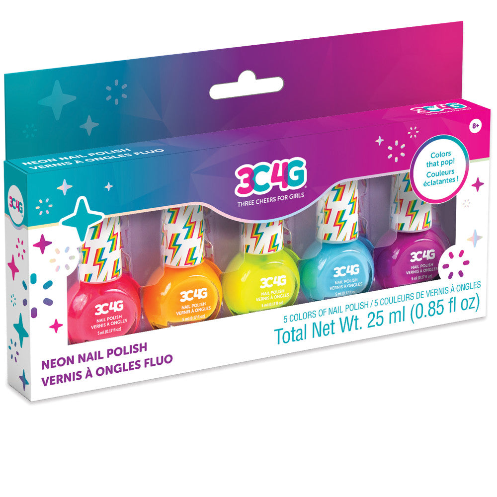 3C4G Vibrant Neon Nail Polish Set - Kids' Manicure Kit