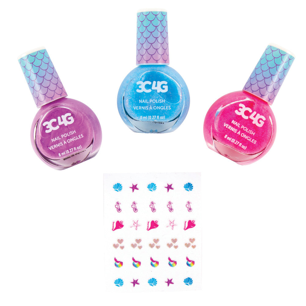 3C4G Make It Real Mermaid Shimmer Trio Nail Polish Set - Bright Pink, Purple