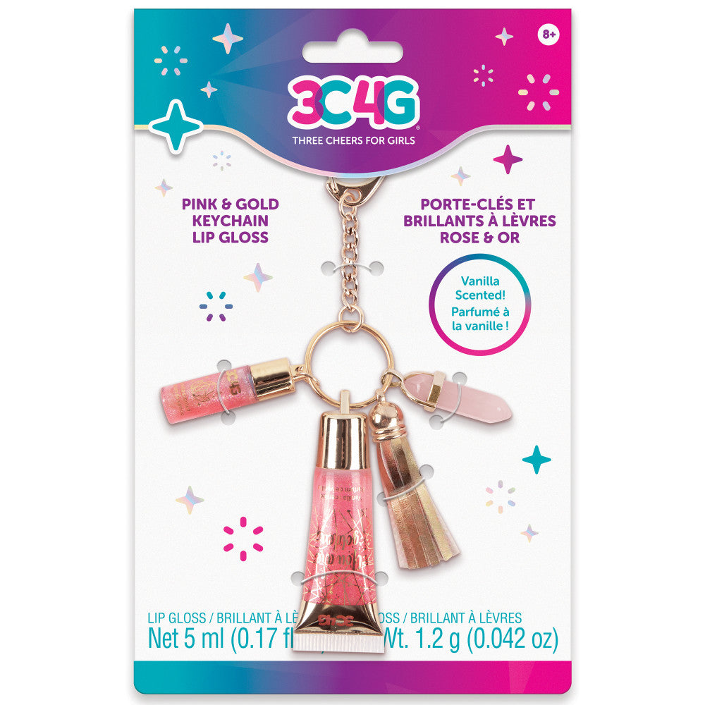 3C4G Sparkle & Shine Keychain Lip Gloss - Pink & Gold