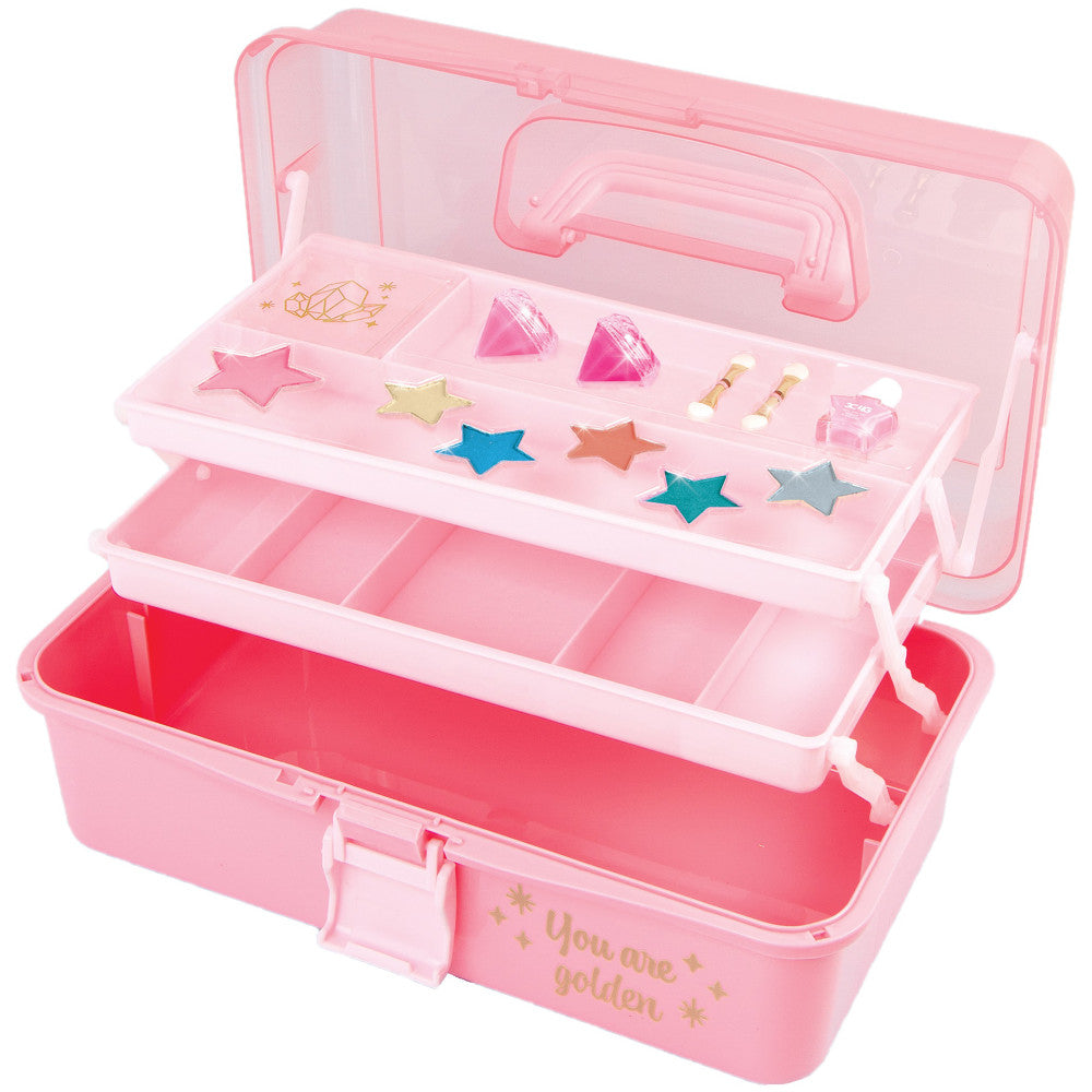 Three Cheers For Girls Pink & Gold Makeup and Manicure Storage Set