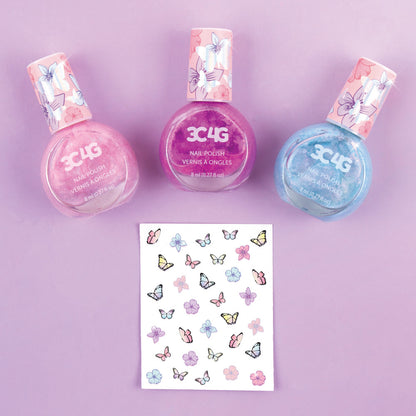 3C4G Sparkle Butterfly Nail Polish Trio - Pastel Colors