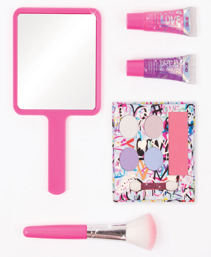 Three Cheers For Girls Graffiti Cosmetic Set with Mirror - Colorful Makeup Kit