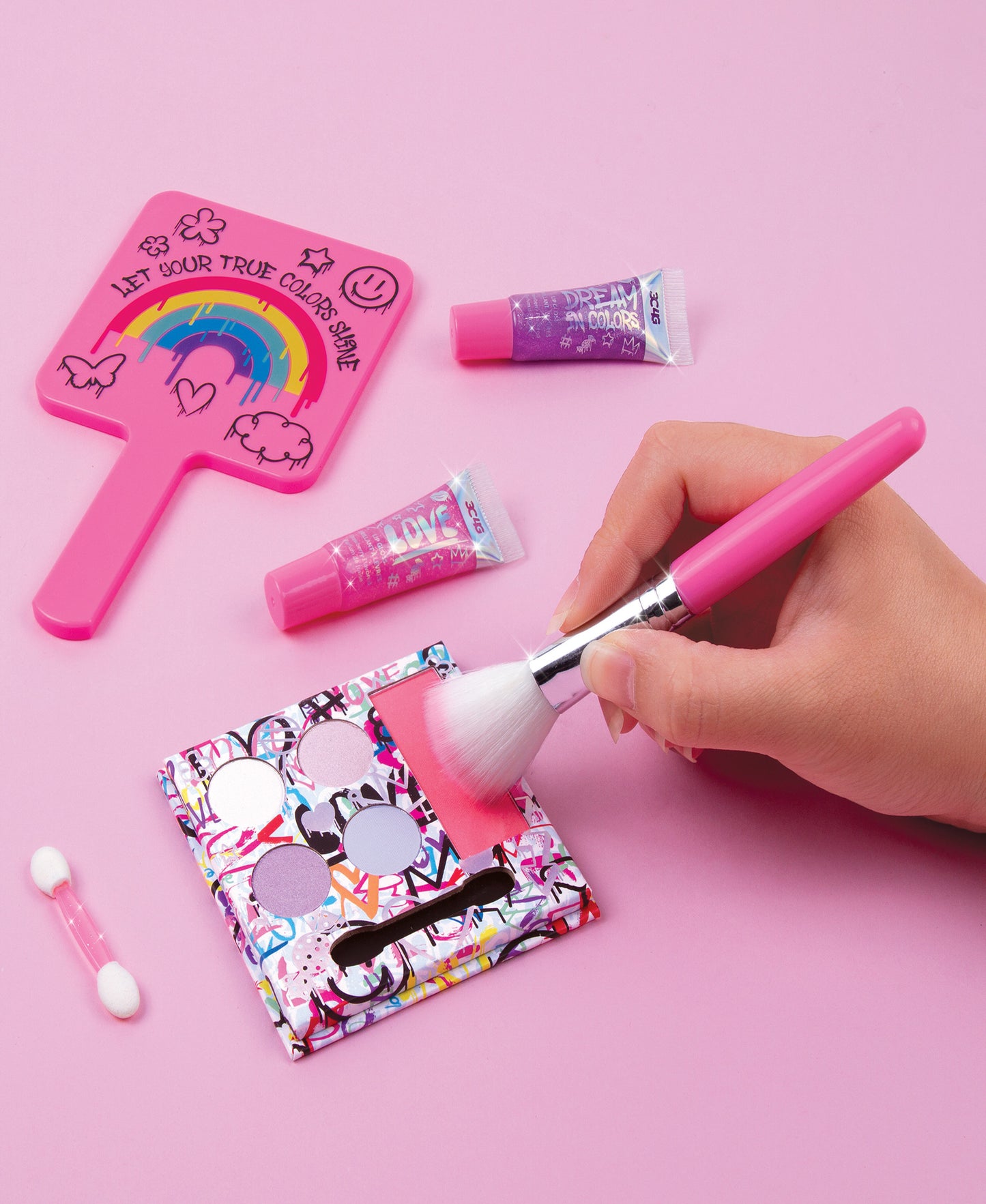 Three Cheers For Girls Graffiti Cosmetic Set with Mirror - Colorful Makeup Kit
