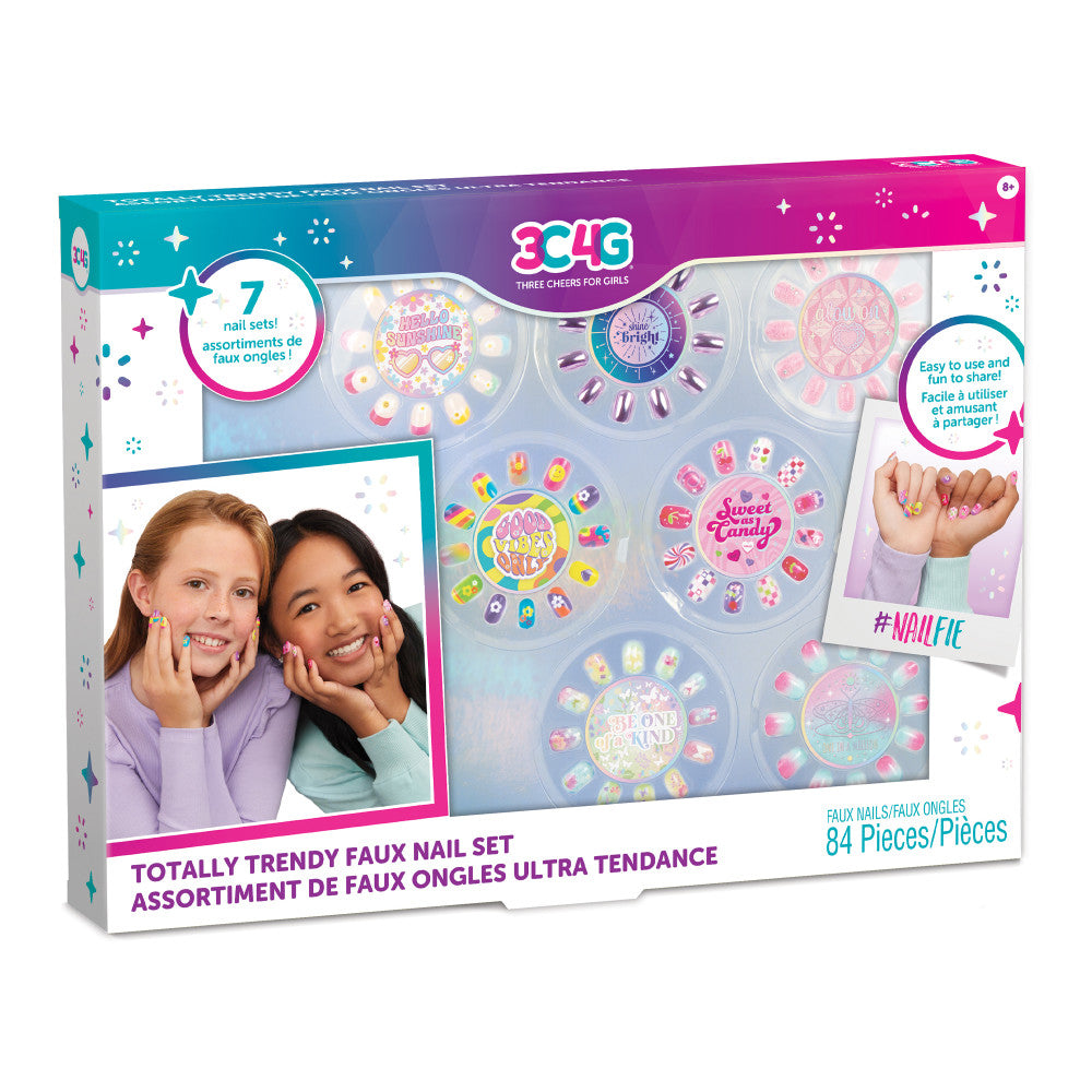 3C4G Totally Trendy Faux Nail Set - Assorted Patterns for Tweens