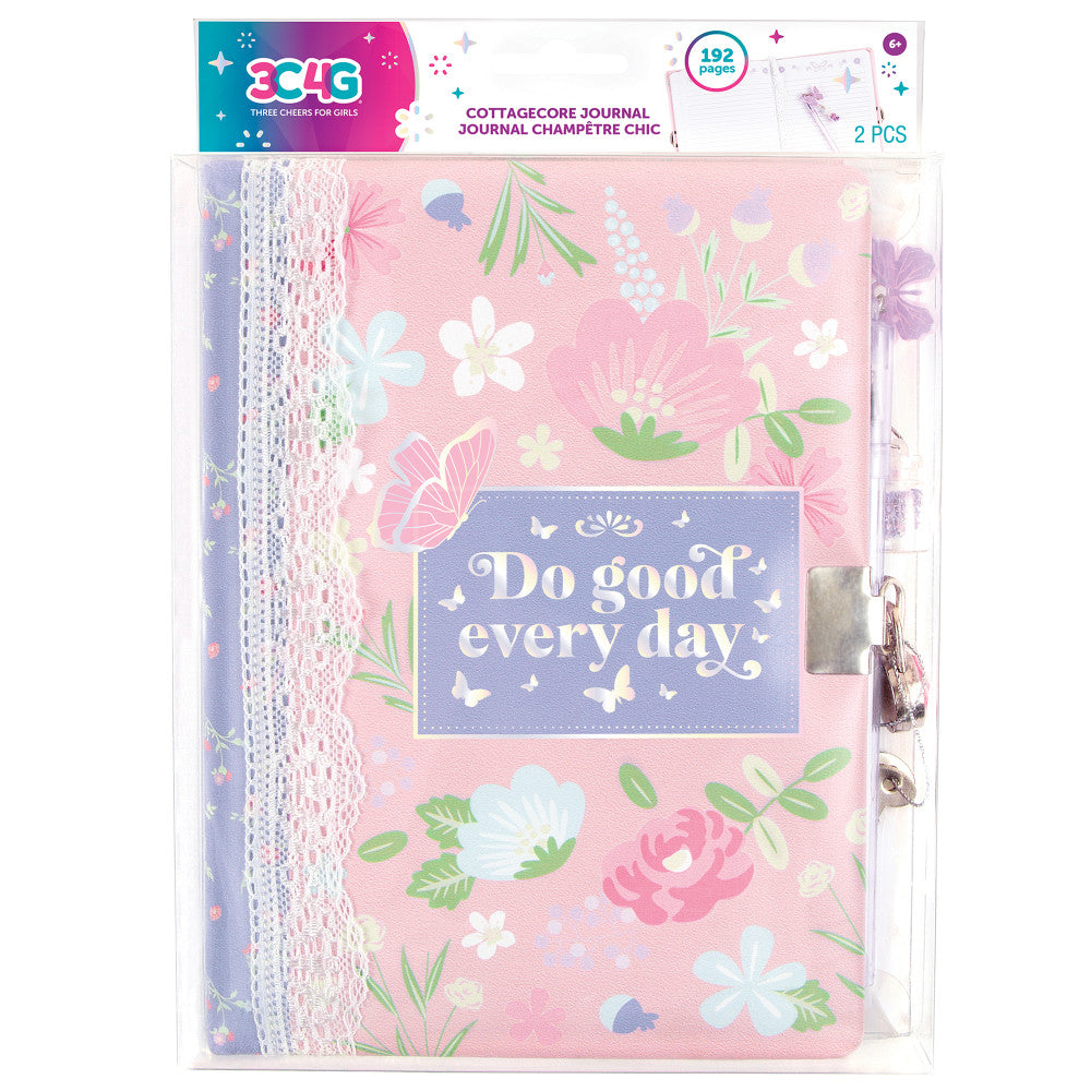 3C4G Cottagecore Floral Locking Journal with Glitter Charm Pen