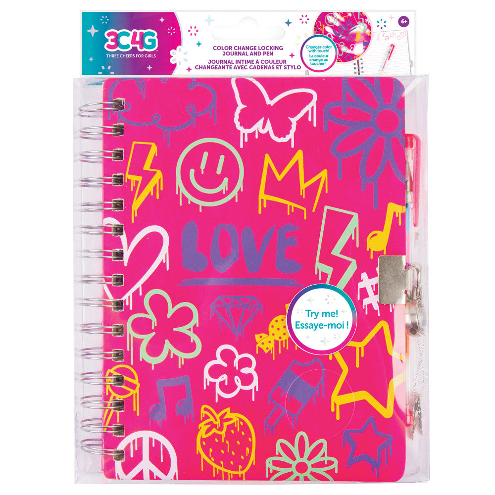 3C4G Color Change Locking Journal & Pen - Hot Pink to White