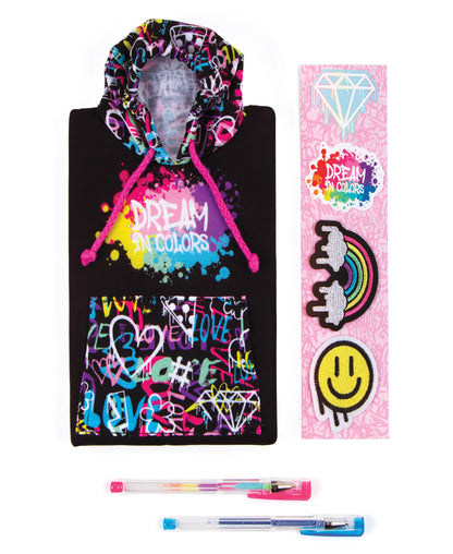 Three Cheers For Girls Street Style Graffiti Hoodie Journal Set with Gel Pens