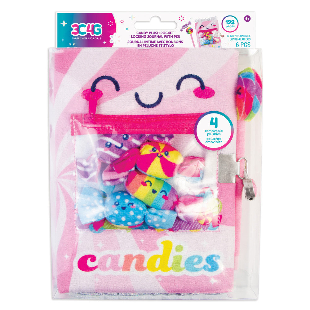 3C4G Candy Plush Pocket Locking Journal with Pen - Colorful Candy Theme