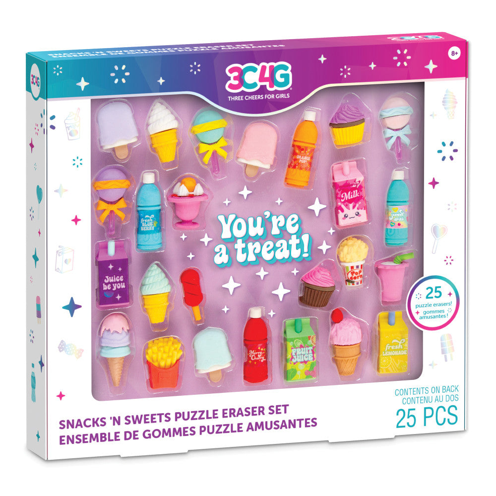 3C4G Snacks 'N Sweets Themed Puzzle Eraser Set for Kids Ages 8+