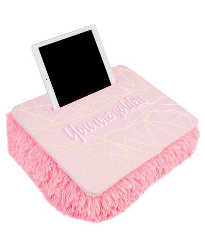 Three Cheers For Girls Deluxe Fur Lap Desk - Pink & Gold