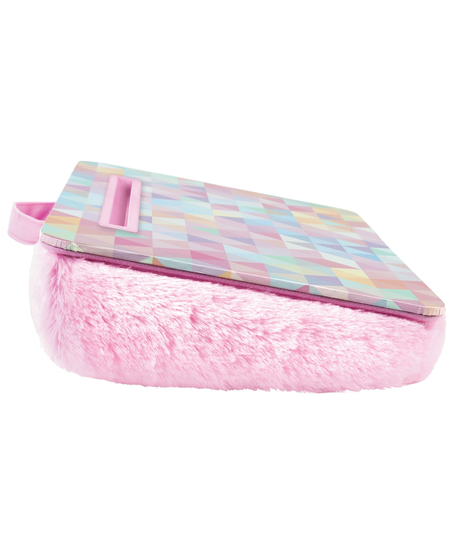 Three Cheers for Girls Pastel Tie Dye Triangle Faux Fur Lap Desk - Purple Media Slot