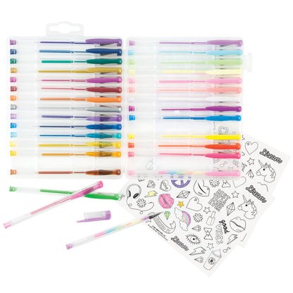 3C4G Vibrant Gel Pen Set, 30-Piece with Color-In Stickers