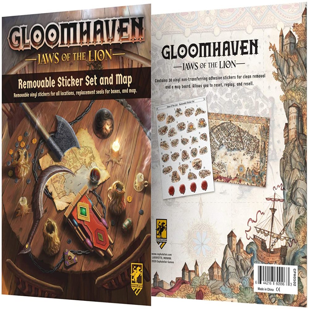 Cephalofair Gloomhaven: Jaws of the Lion Removable Sticker Set with City Map