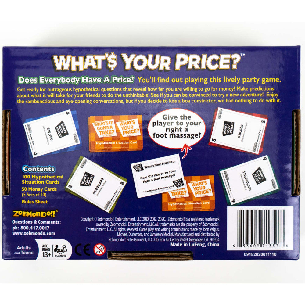 What's Your Price Hilarious Scenario Card Game