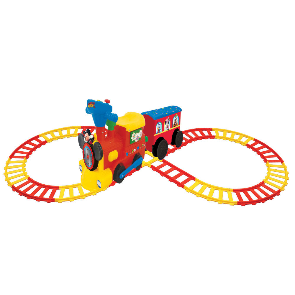 Kiddieland Disney Mickey Mouse 2-in-1 Battery-Powered Ride-On Train with Caboose