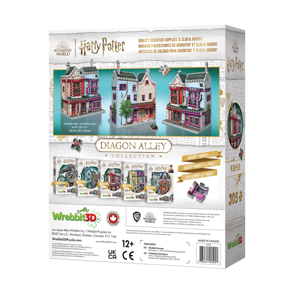 Wrebbit Harry Potter Diagon Alley Collection - Quality Quidditch Supplies & Slug & Jiggers 3D Puzzle, 305 Pieces