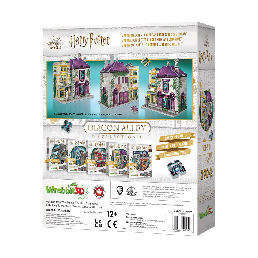 Wrebbit Harry Potter Diagon Alley Collection - Madam Malkin's & Florean Fortescue's Ice Cream 3D Puzzle, 290 Pieces