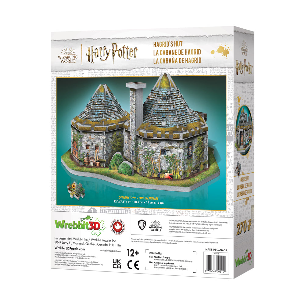 Wrebbit Harry Potter Collection - Hagrid's Hut 3D Puzzle, 270 Pieces