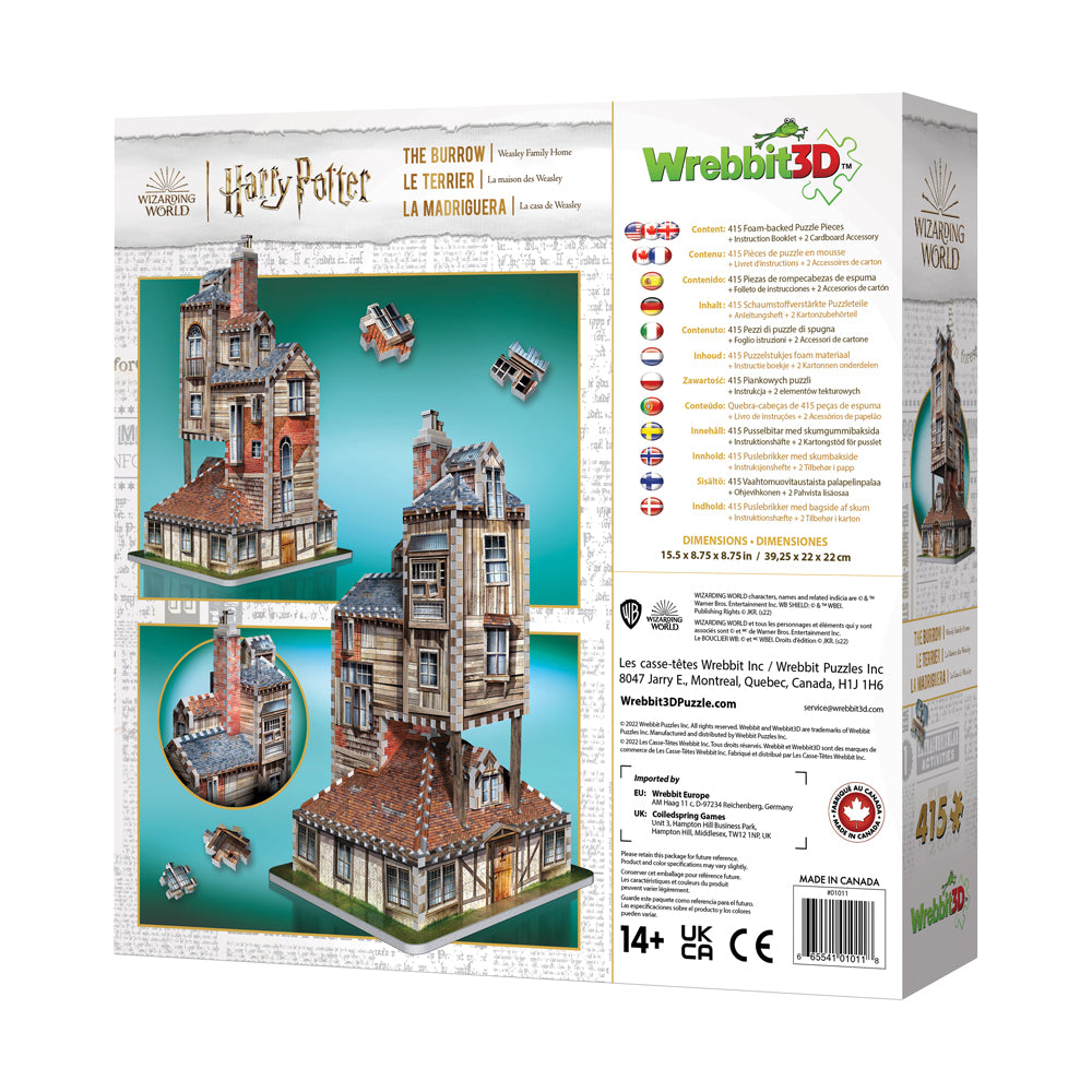 Wrebbit Harry Potter The Burrow Weasley Family Home 3D Puzzle - 415 Pieces