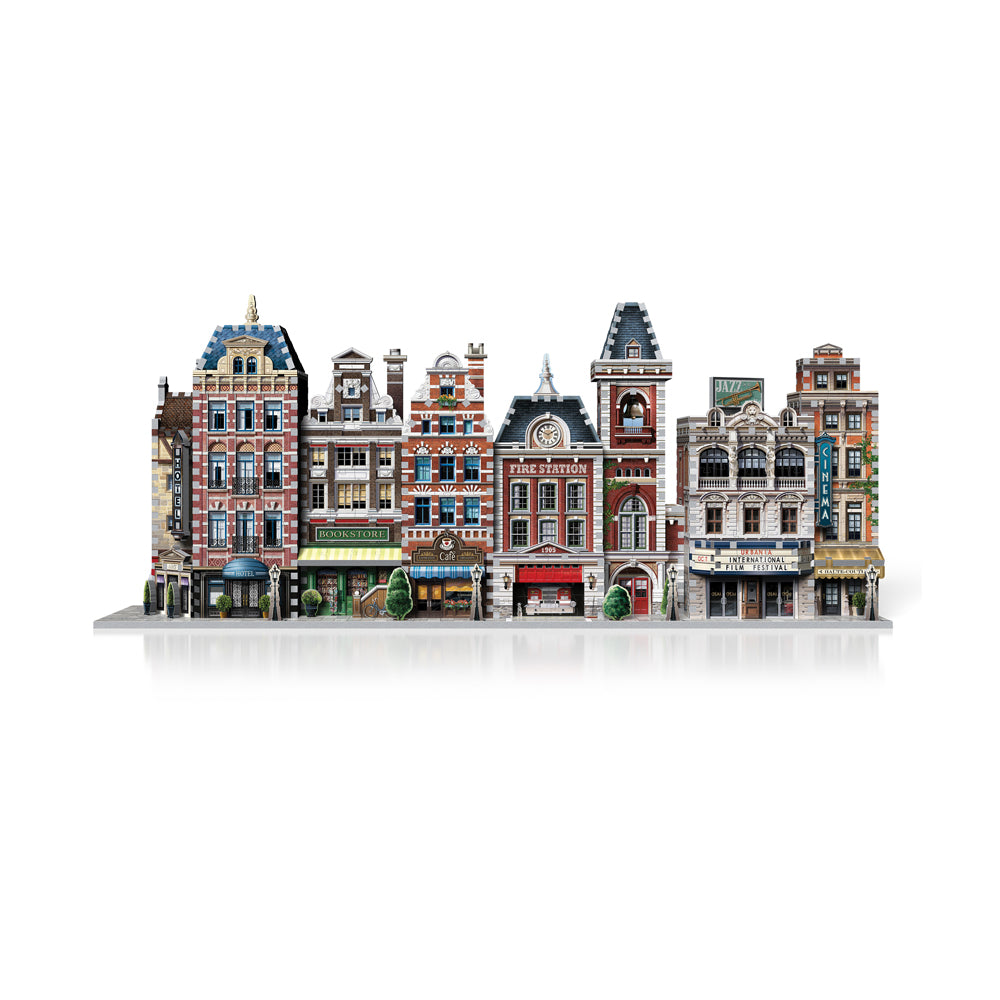 Wrebbit Urbania Collection - 1165 Piece 3D Puzzle Set: Hotel, Cinema, Cafe, Fire Station