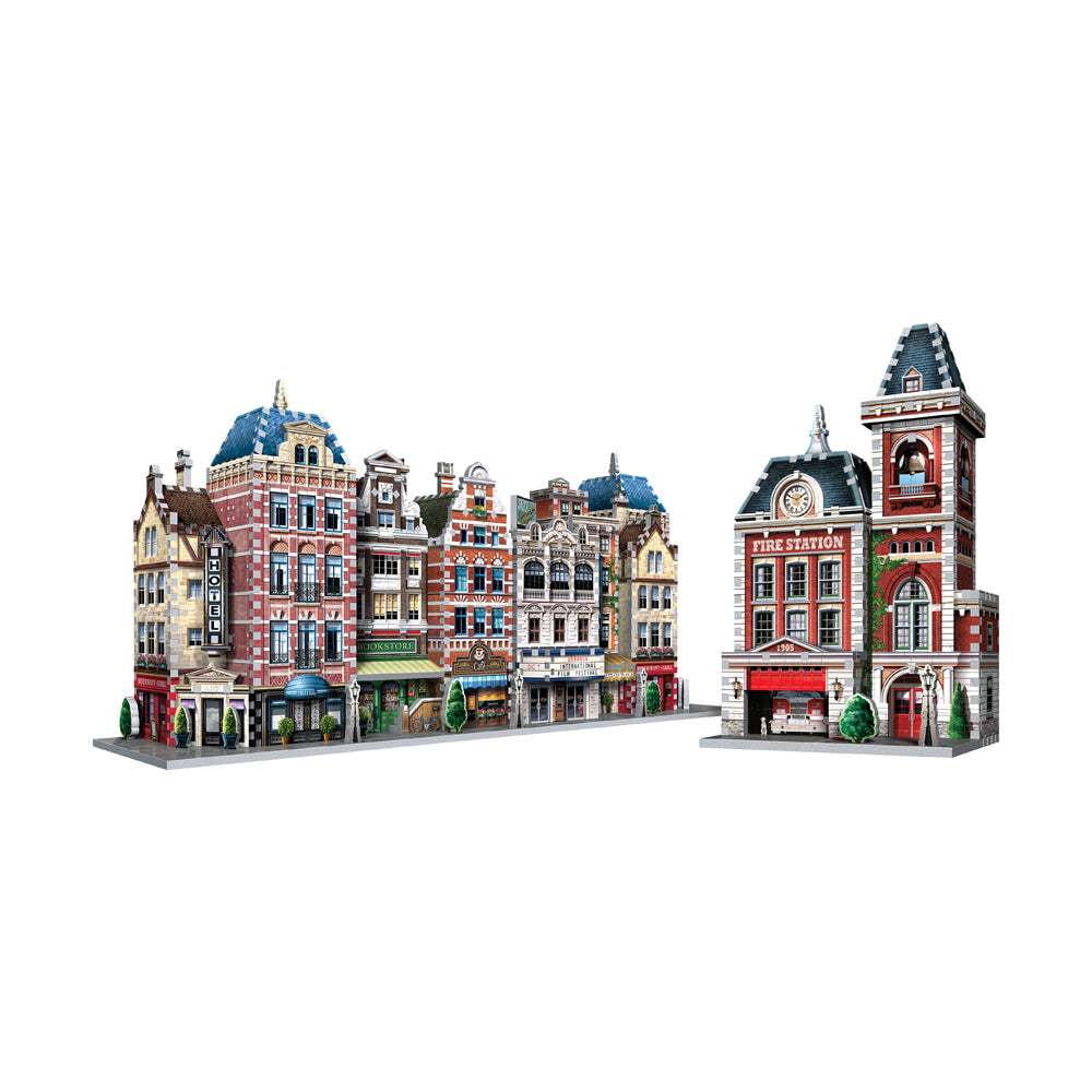 Wrebbit Urbania Collection - 1165 Piece 3D Puzzle Set: Hotel, Cinema, Cafe, Fire Station