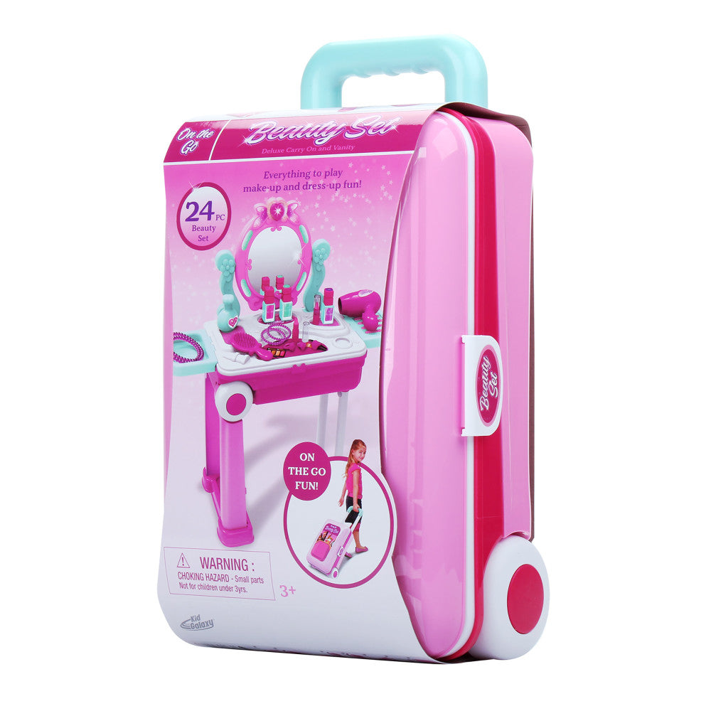 Kid Galaxy 18-Piece Pretend Play Vanity Backpack ‚Äì Portable Dress-Up Kit