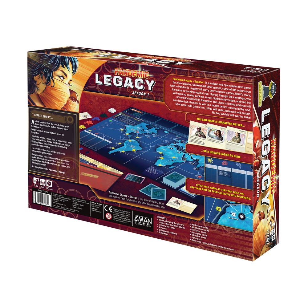 Z-Man Games Pandemic: Legacy Season 1 - Red Edition Cooperative Board Game