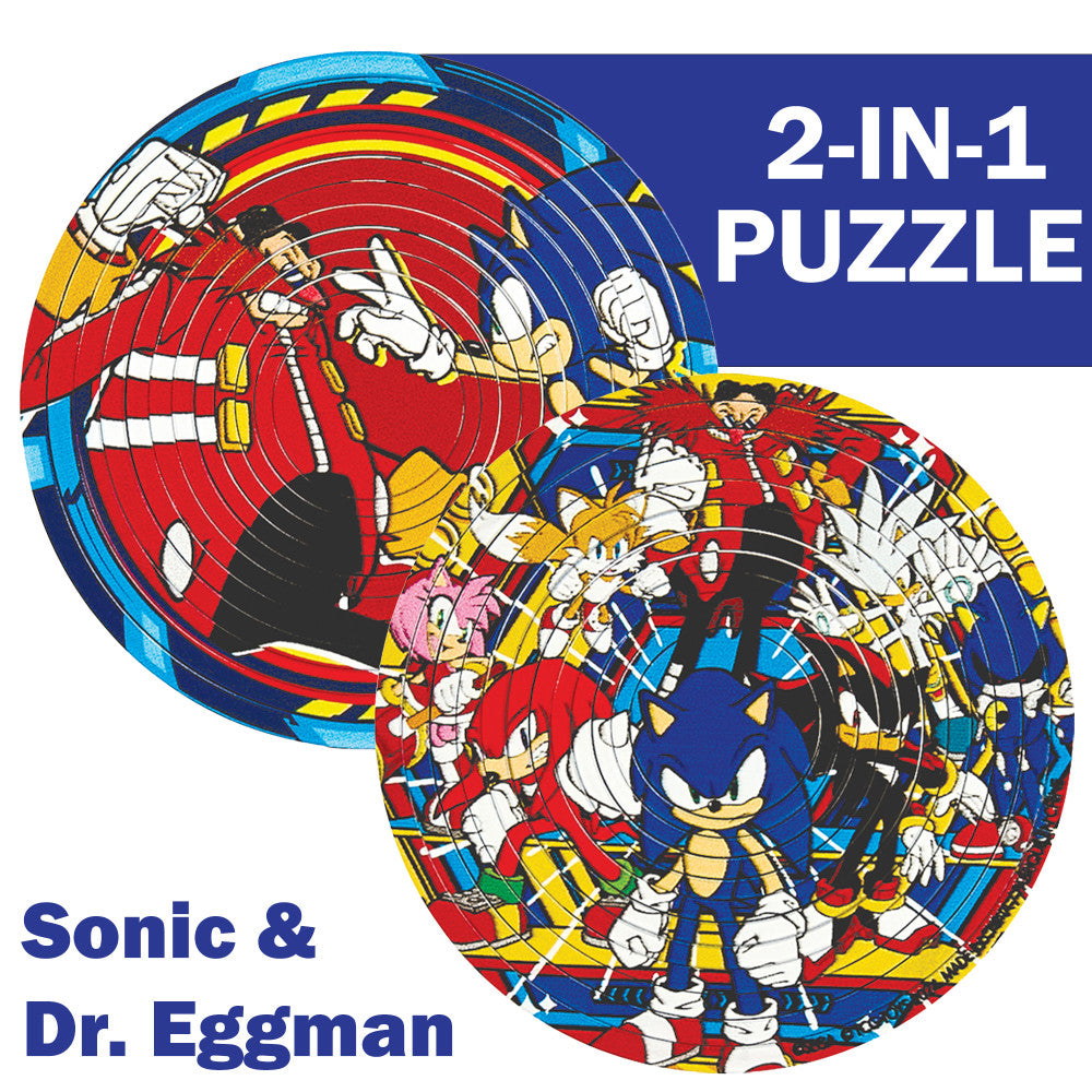 Spin Flip Puzzle: Sonic & Dr. Eggman - 12 Rings - 2-In-1: Double-Sided Puzzle