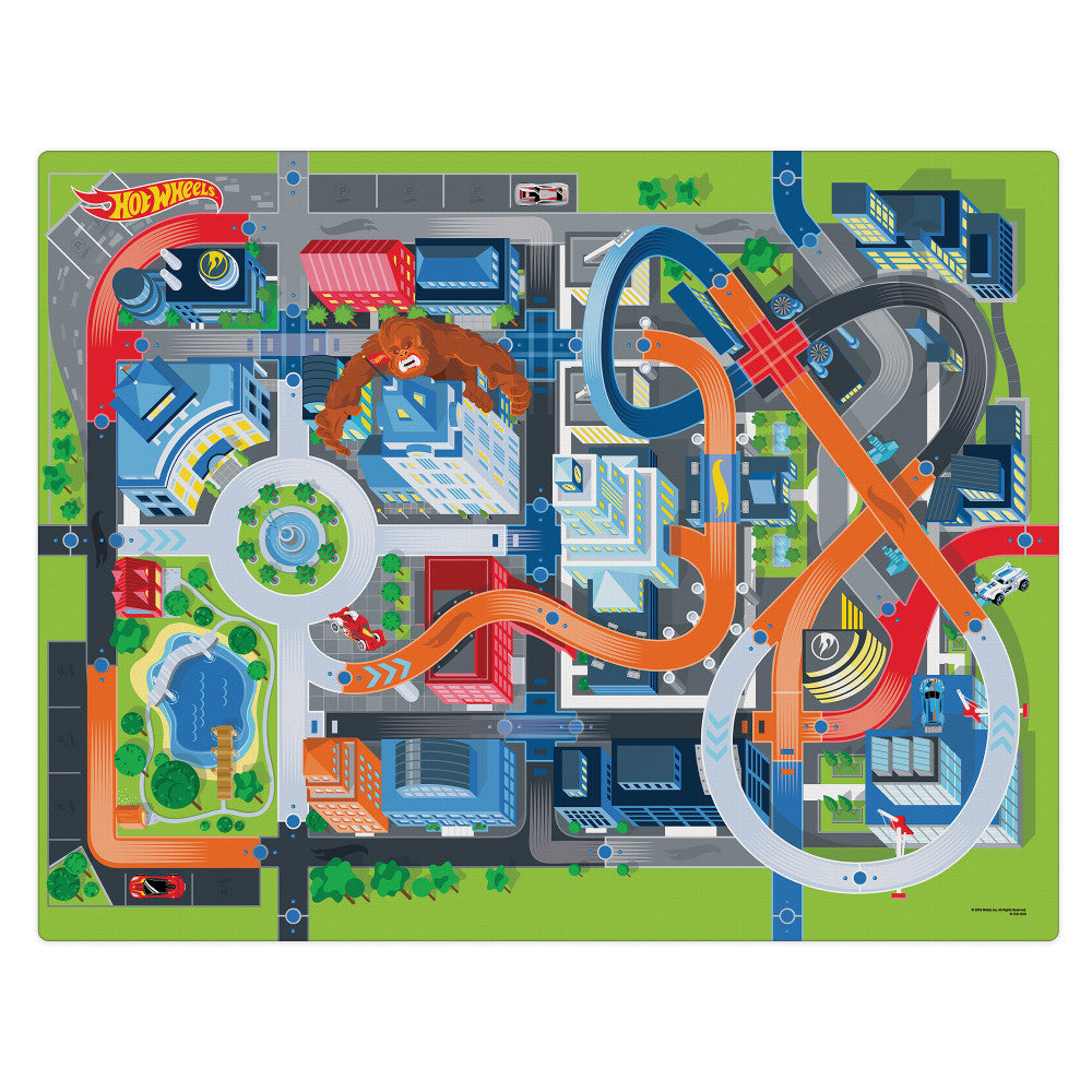 Imaginmat: Jumbo - Hot Wheels - Floor Playmat & 2 Toy Cars, 47 x 61"