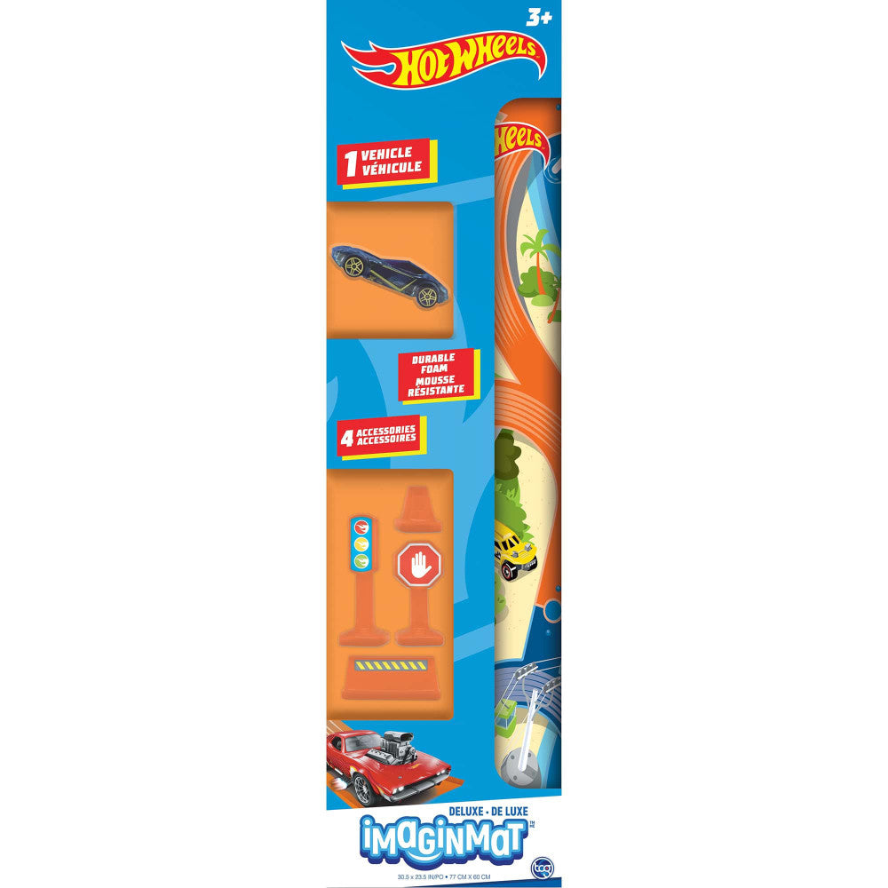 Imaginmat: Deluxe - Hot Wheels - Floor Playmat & Toy Car, 30.5 x 20.5"