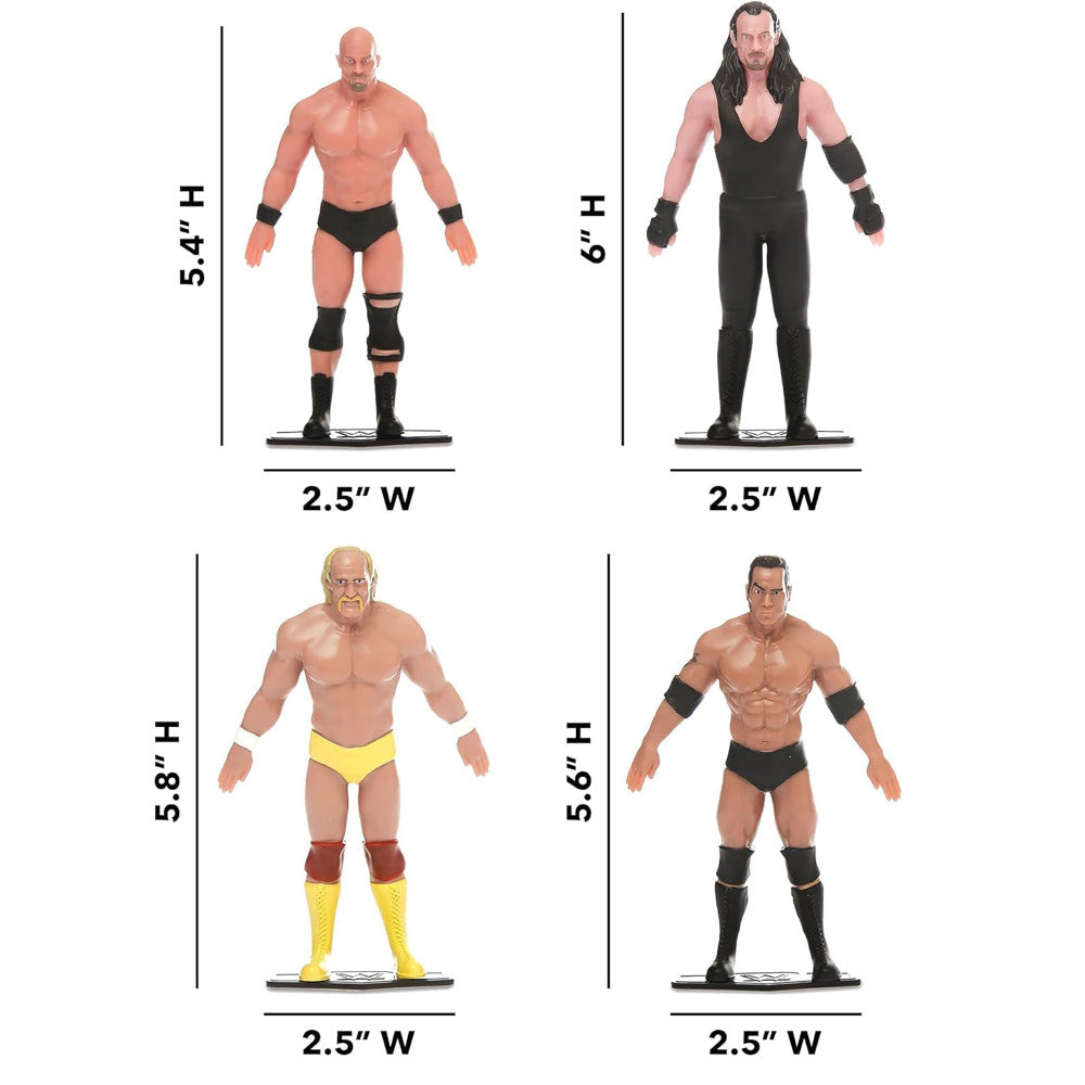 FleXfigs: WWE Legends - 4 Character Pack - Pro Wrestler Articulated Action Figures