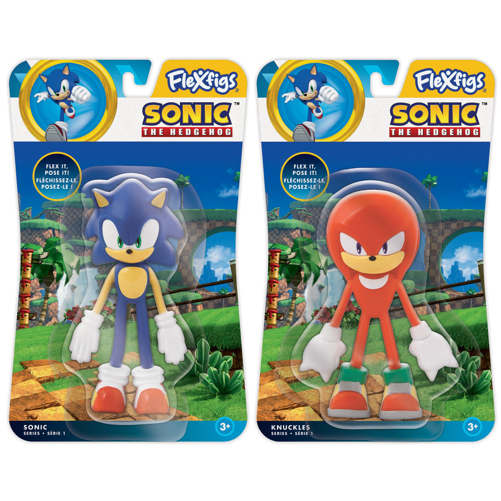 FleXfigs: Sonic & Knuckles - 2 Character Pack - Sonic The Hedgehog Articulated Action Figures