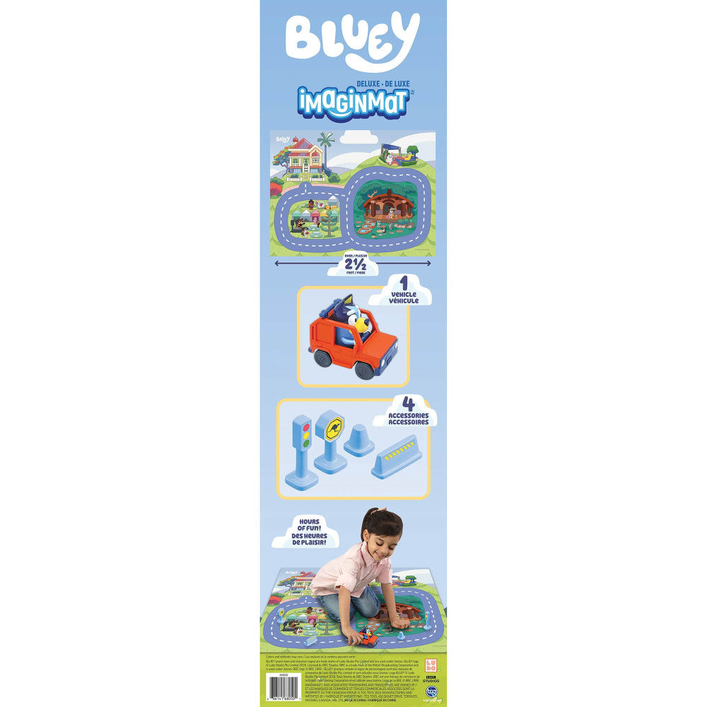 Imaginmat: Deluxe - Bluey - Floor Playmat & Toy Car, 30.5 x 20.5"