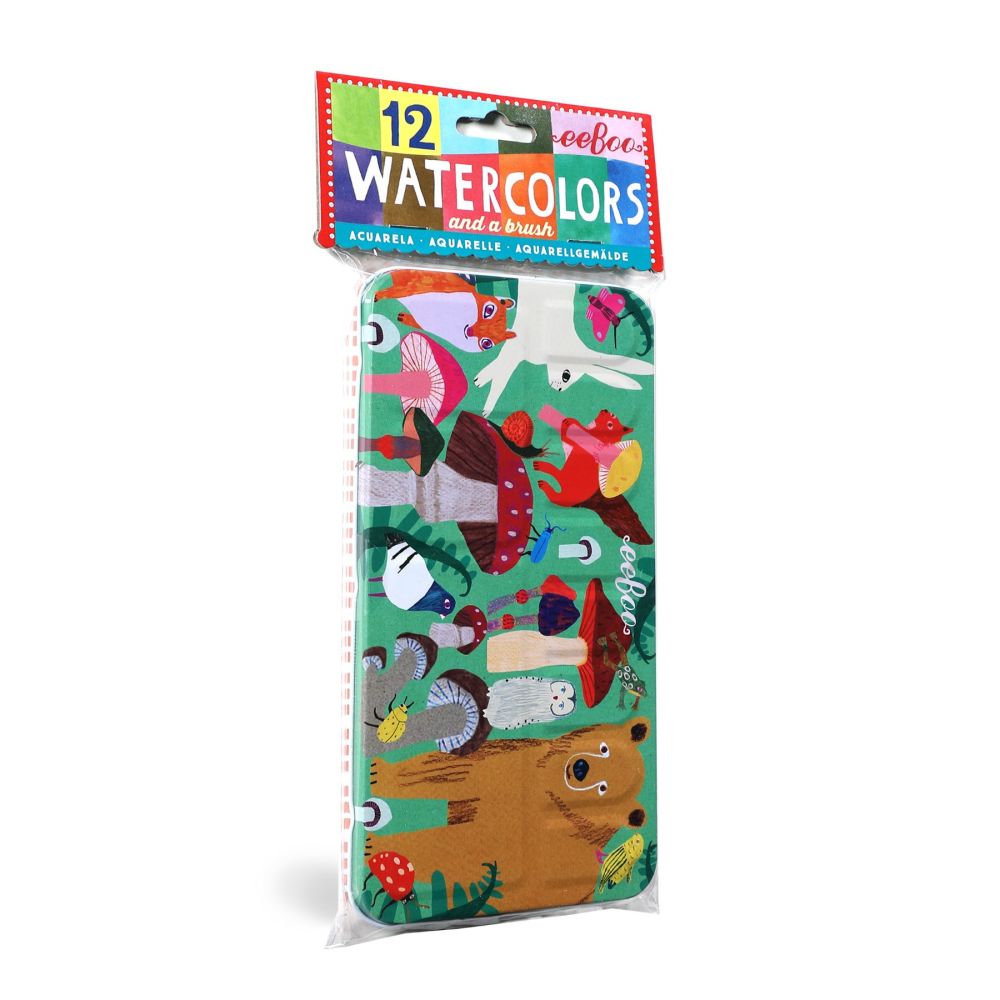 eeBoo Mushroom Themed Watercolor Paint Set - 12 Vibrant Colors