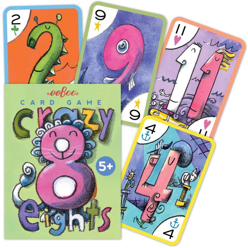 eeBoo Crazy Eight Illustrated Card Game for Kids