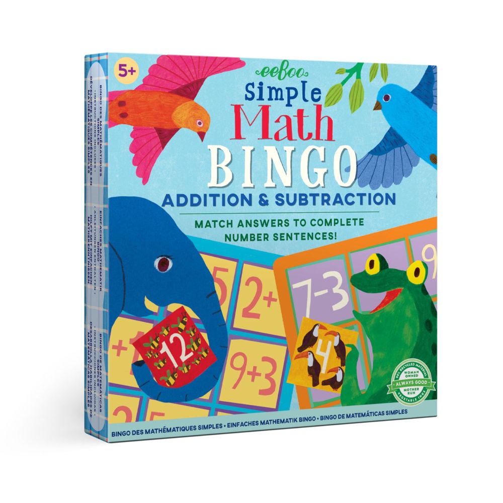 eeBoo Simple Math Bingo Game for Addition and Subtraction Learning