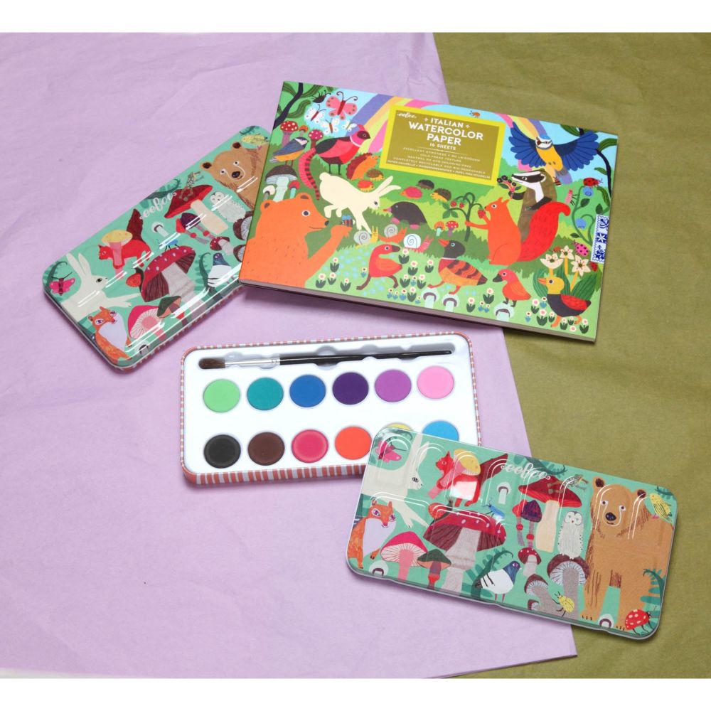 eeBoo Woodland Rainbow Watercolor Pad - High-Quality Italian Paper