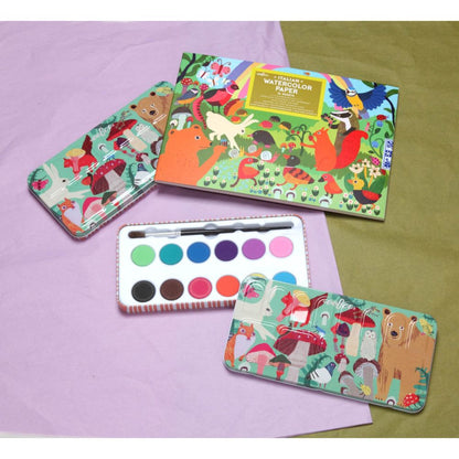 eeBoo Woodland Rainbow Watercolor Pad - High-Quality Italian Paper