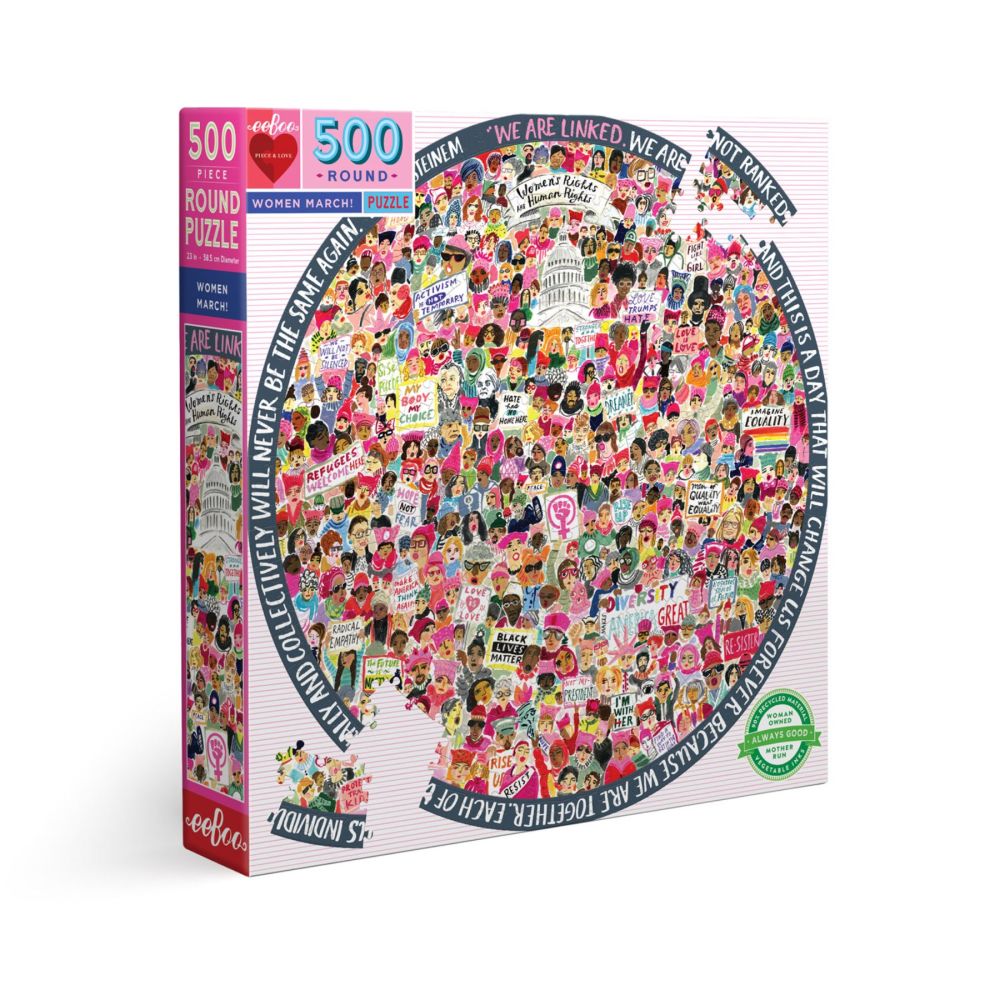 eeBoo Piece and Love Women March! 500-Piece Round Jigsaw Puzzle