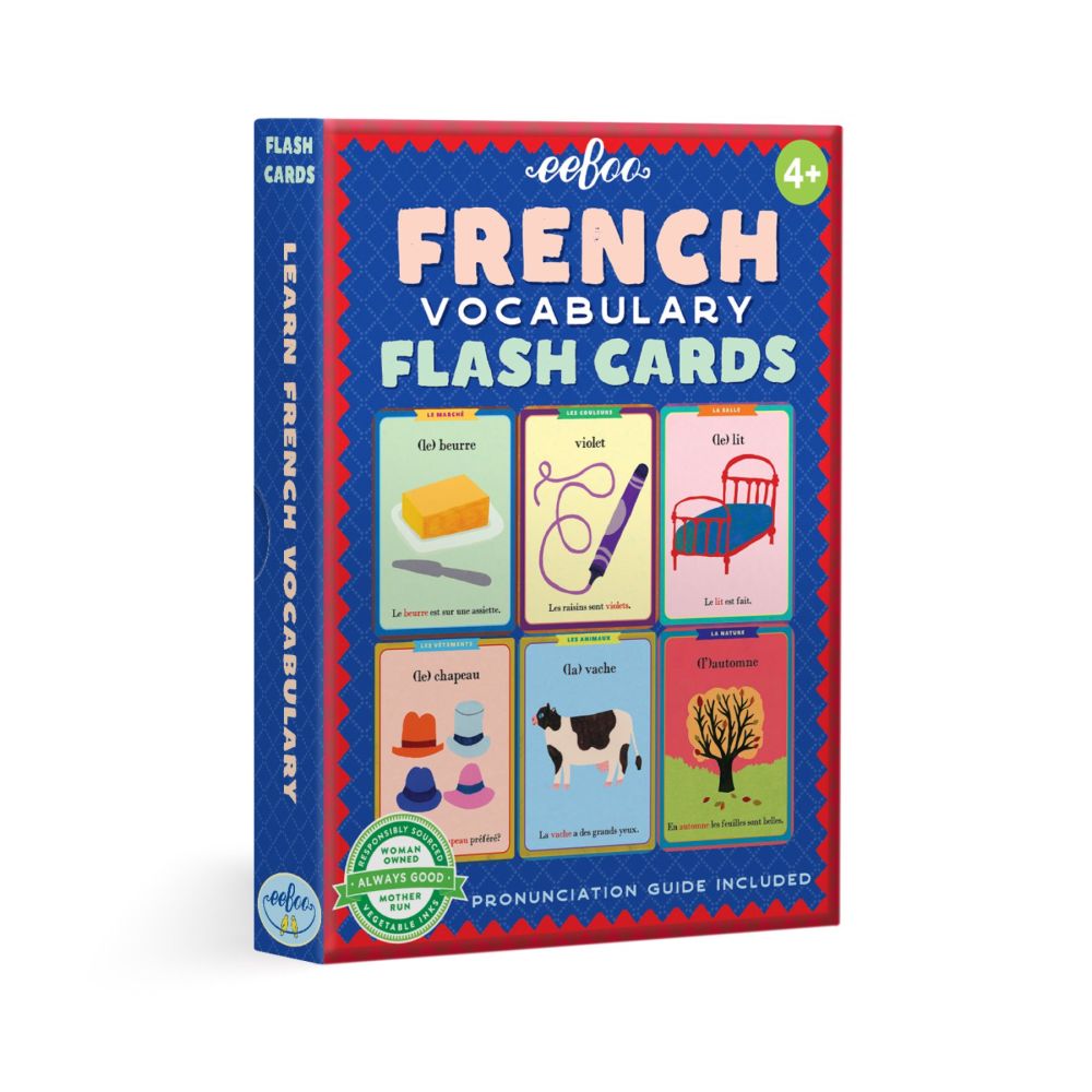 eeBoo French Vocabulary 56-Card Flash Cards Set