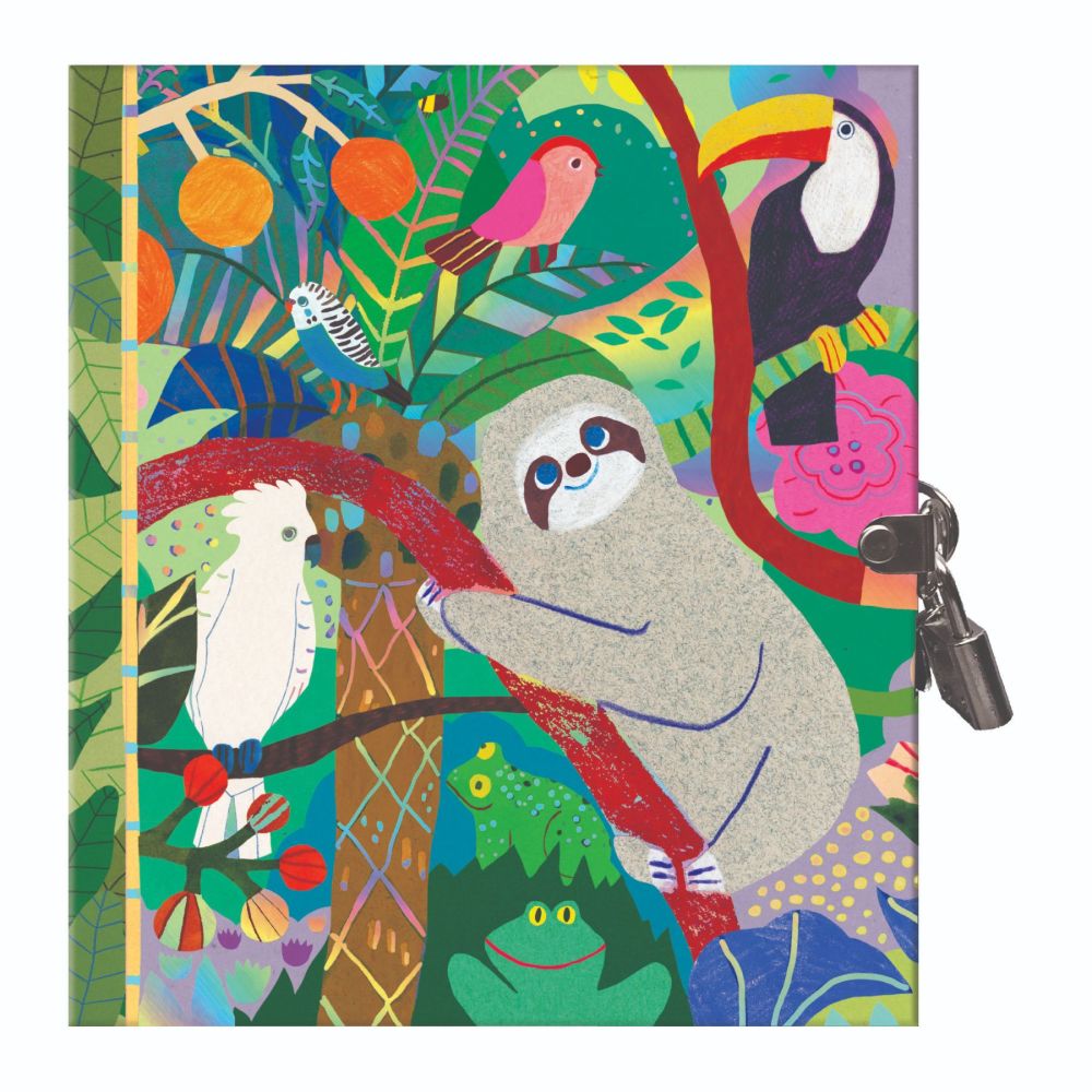 eeBoo Secret Sloth Hardcover Journal - Tropical Animals - with Lock and Key