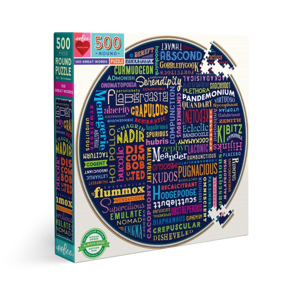 eeBoo Piece and Love Vocabulary Builder Circular Jigsaw Puzzle - 500 pc