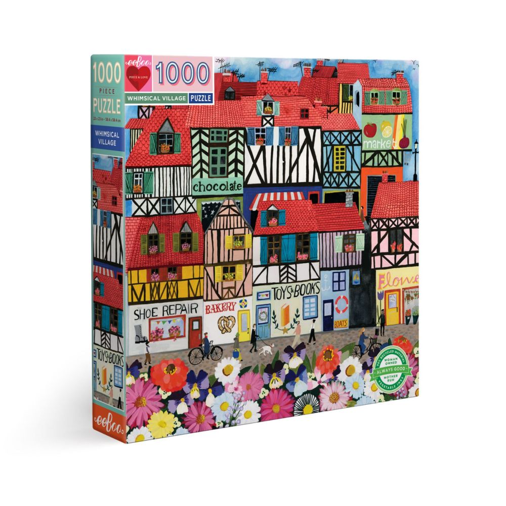 eeBoo Piece and Love Whimsical Village 1000 pc Puzzle