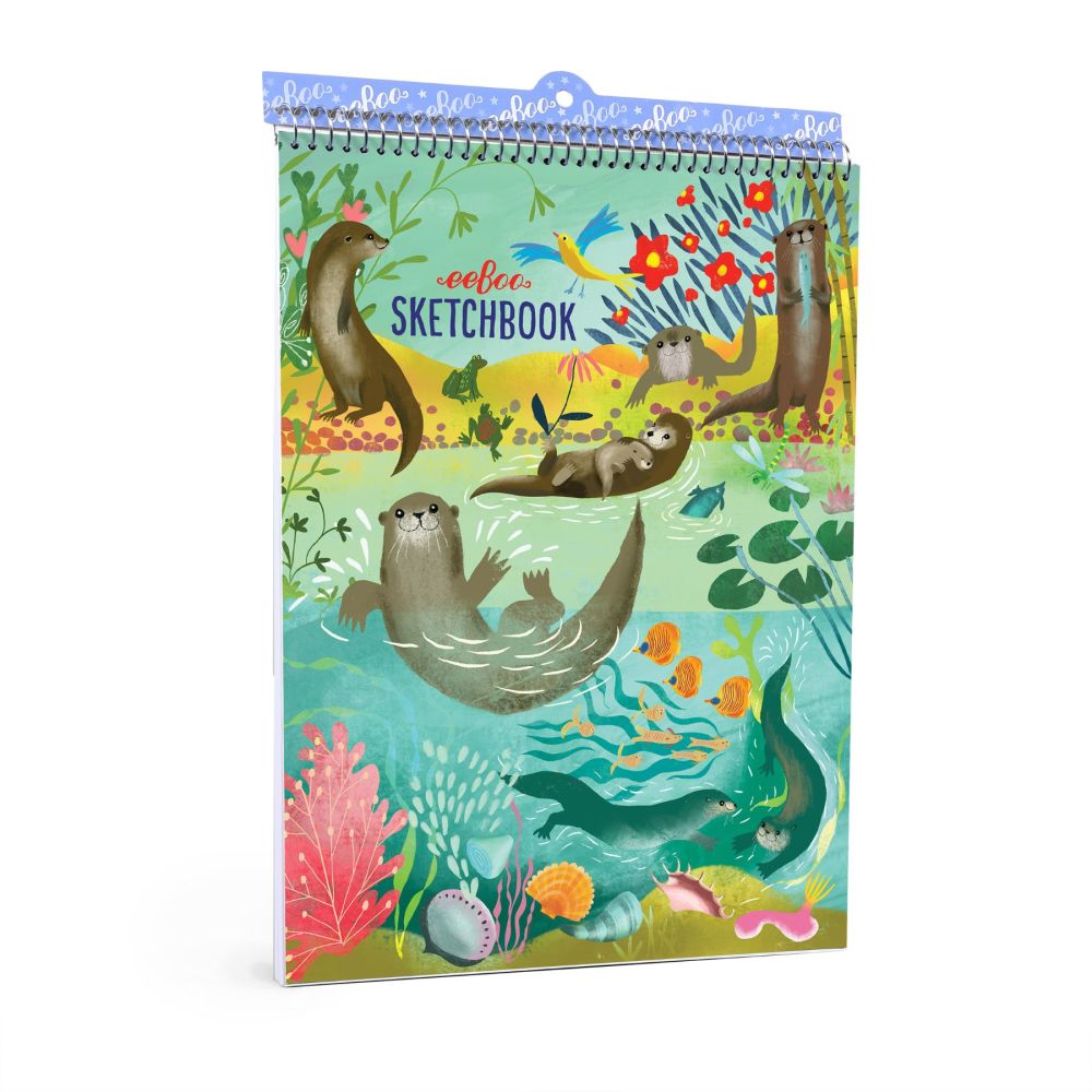 eeBoo Otters Spiral Sketchbook with 60 Matte Pages