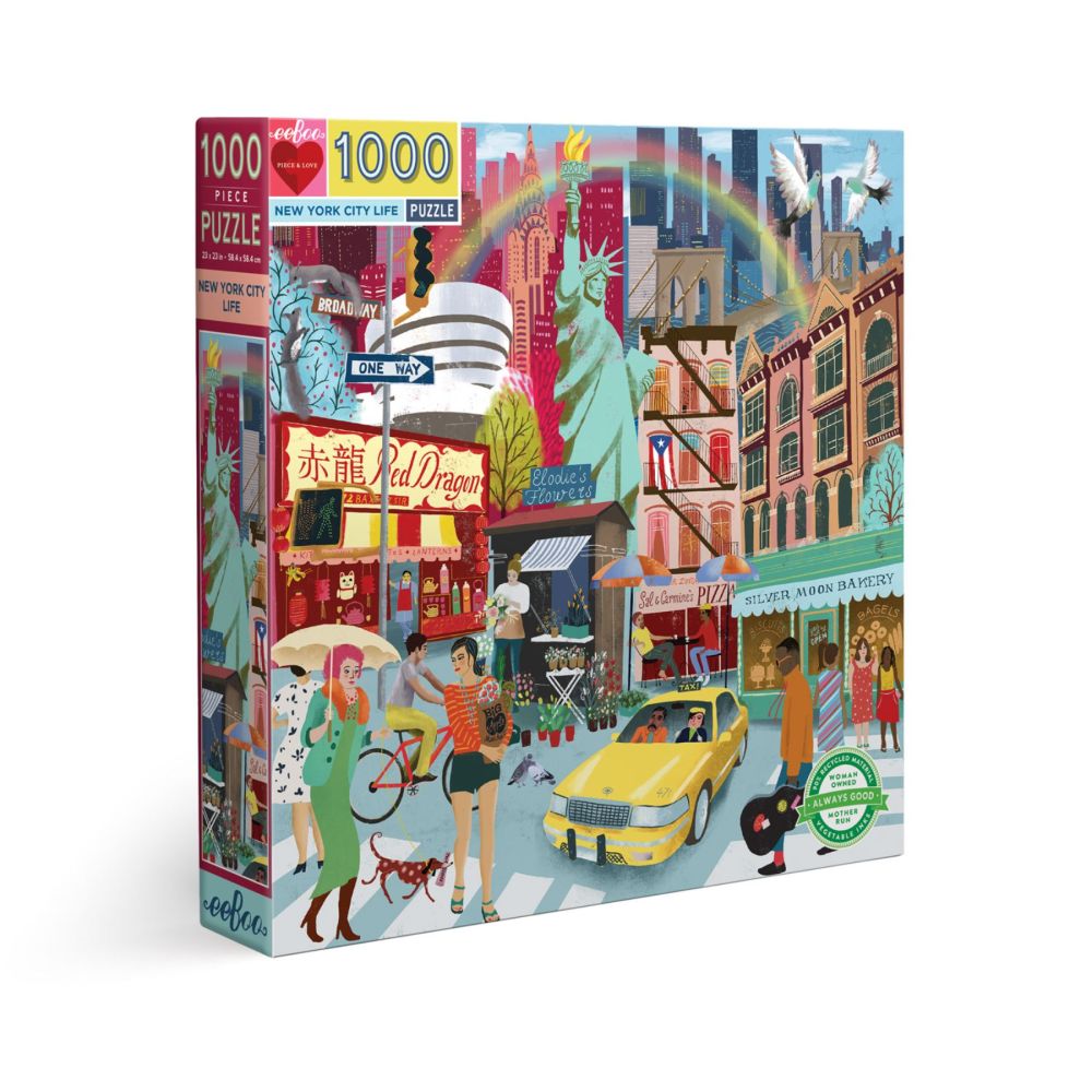 eeBoo Piece and Love New York Life 1000-Piece Square Jigsaw Puzzle