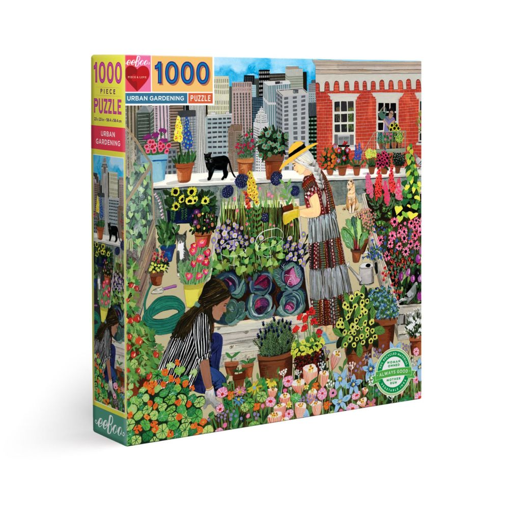 eeBoo Piece and Love Urban Gardening 1000-Piece Square Jigsaw Puzzle