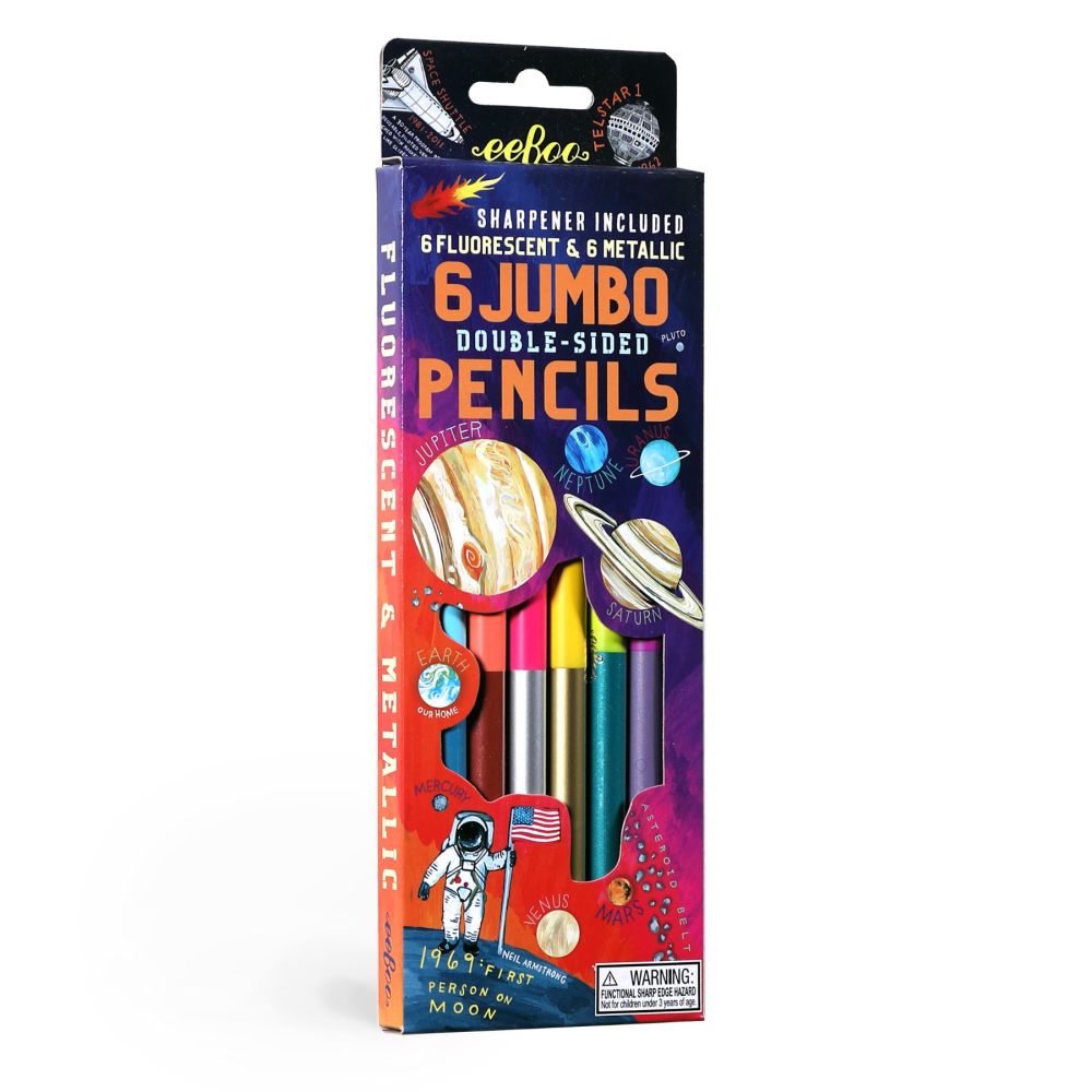 eeBoo Solar System Fluorescent Double-Sided Color Pencils Set